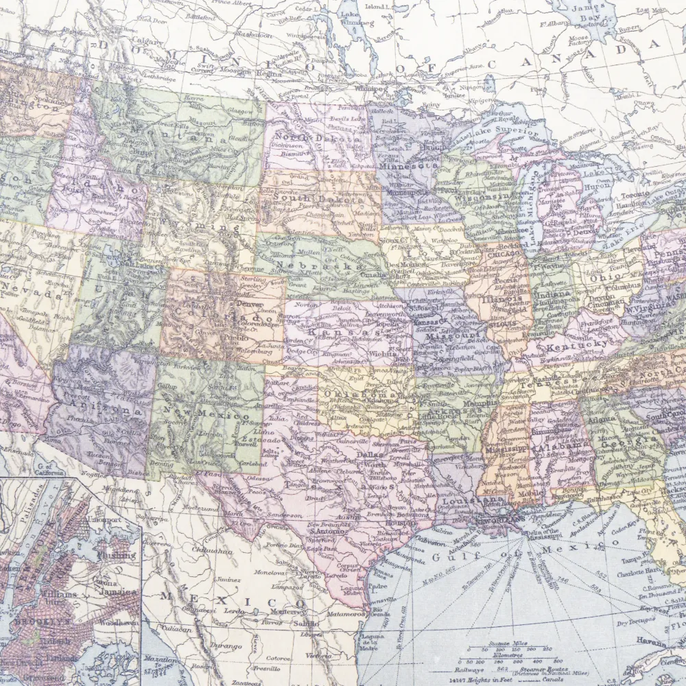 Landkarte der USA mit allen Bundesstaaten